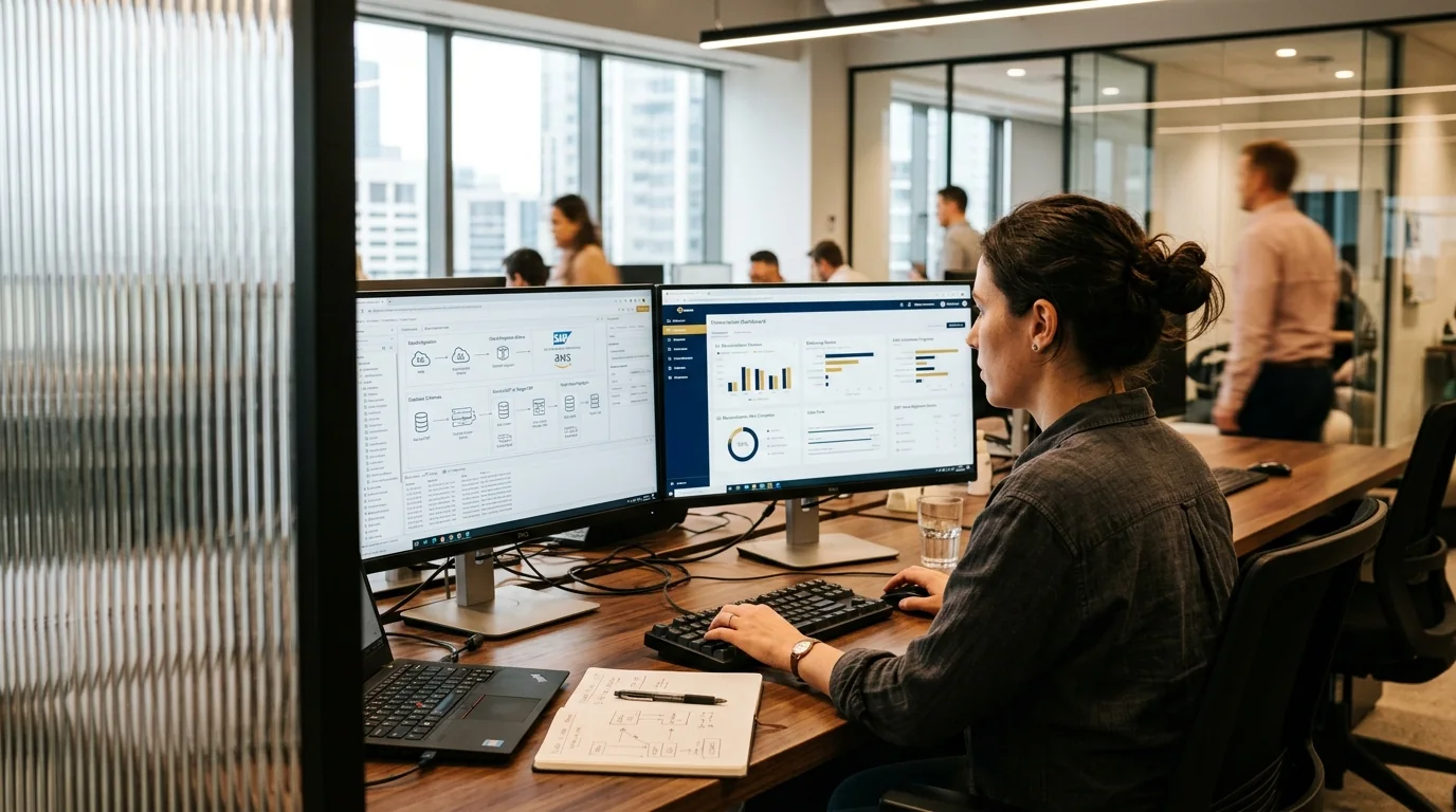 Financial systems engineer automating enterprise ERP data synchronization