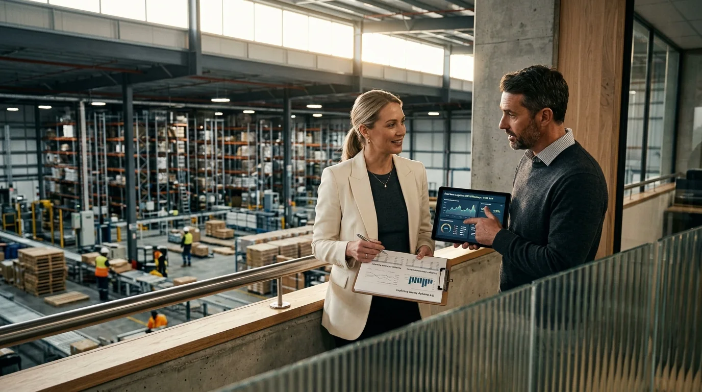 Manufacturing, distribution, and logistics operational metrics review on mezzanine
