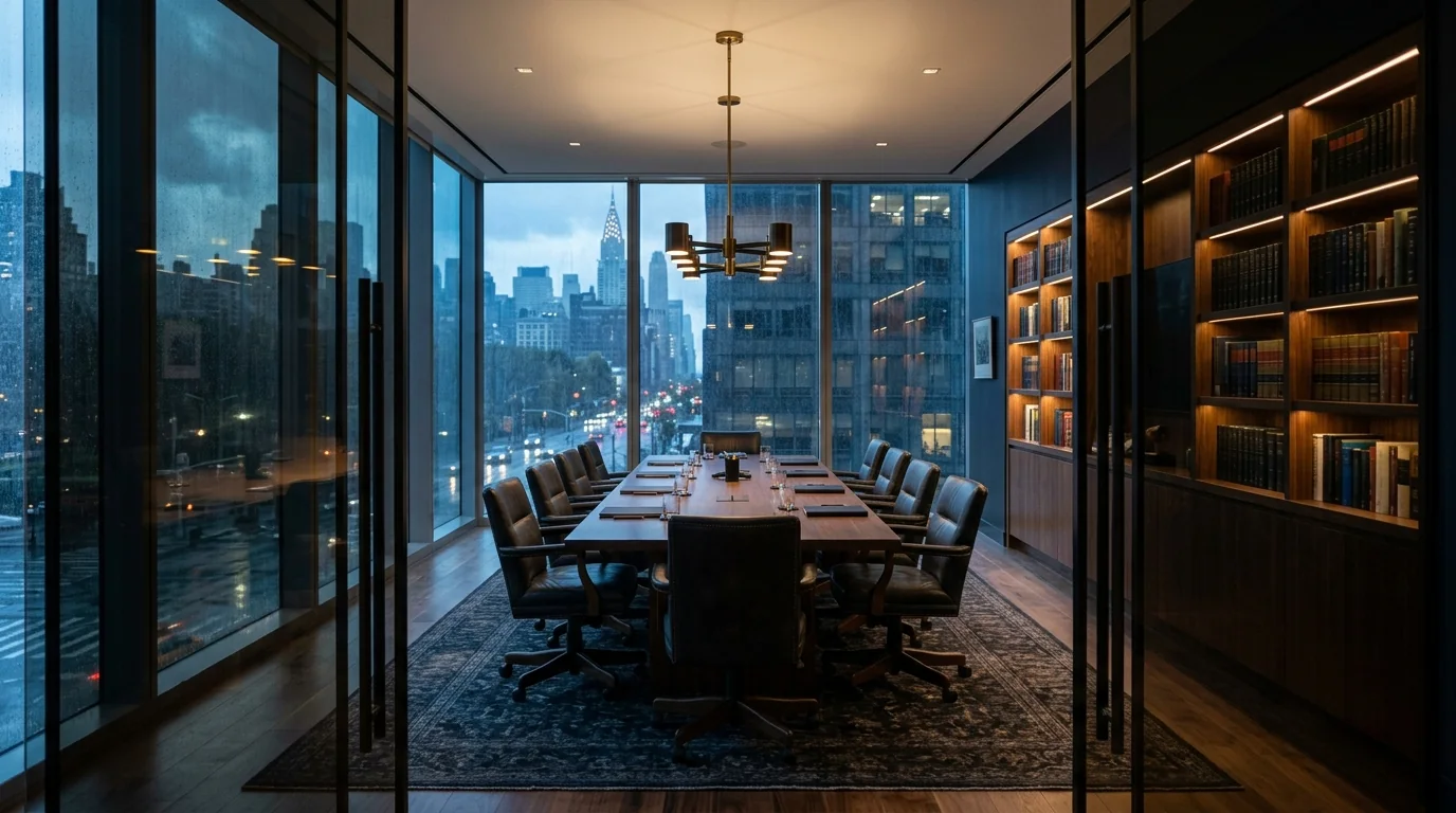 Architectural executive conference room representing Hari Consulting operating principles